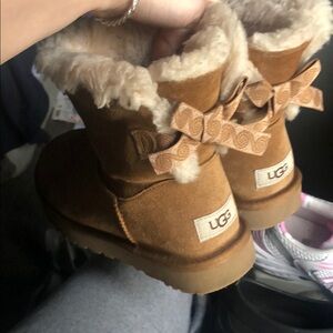 UGG Brown Shearling Boots with Bows